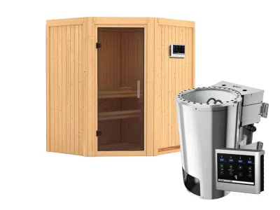 Sauna Systemsauna Tonja graphit Ganzglastür + Plug & Play Bio-Ofen mit externer Steuerung Produktbild #6