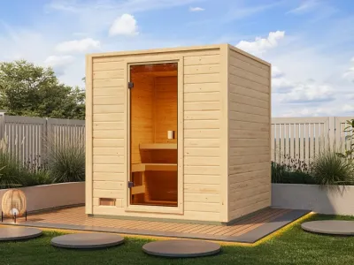Gartensauna Lenchen 2 natur SPARSET mit 9 kW Ofen und ext. Steuerung Produktbild #1