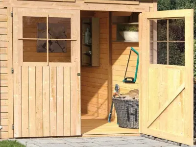 Gartenhaus SET Glücksburg 3 19 mm naturbelassen inkl. 1,9 m Anbaudach Produktbild #7