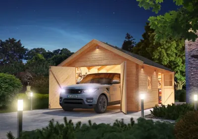 Garage Blockhausgarage mit Tor 40 mm naturbelassen Produktbild #11