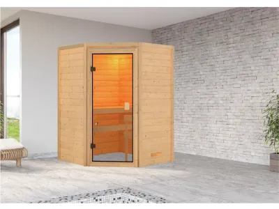 Massivholzsauna 38 mm Stefanie inkl. 6,8 kW Saunaofen Glow und ext. Steuerung Produktbild #4