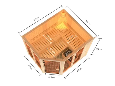 Sauna Ainur mit bronzierter Glastür + 9 kW Saunaofen integr. Strg. Produktbild #3