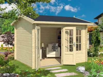 Gartenhaus Blockbohlenhaus Alex 44 mm naturbelassen Produktbild #2