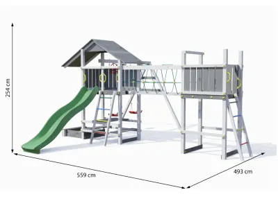 Spielturm Smart 1 Bridge grau-weiß inkl. Rutsche grün Produktbild #8