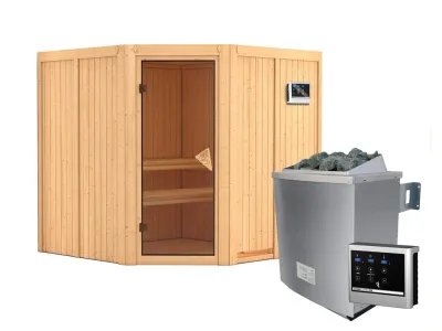 Systemsauna Jarin bronzierte Ganzglastür, inkl. 9 kW Saunaofen ext. Steuerung Produktbild #5