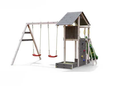 Spielturm Smart 2 grau-weiß inkl. Rutsche grün Produktbild #6