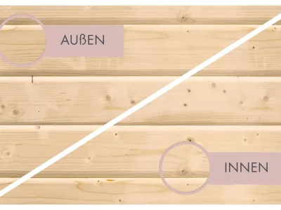 Massivholzsauna Sonara mit Dachkranz Klarglas Ganzglastür Produktbild #6