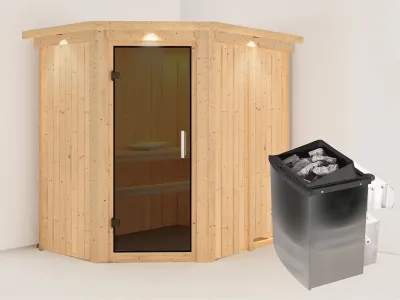 Sauna Systemsauna Carin mit Dachkranz, inkl. 9 kW Ofen mit integrierter Steuerung Produktbild #9