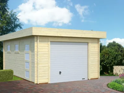 Garage Rasmus 19,0 m² mit Sektionaltor 44 mm naturbelassen Produktbild #1