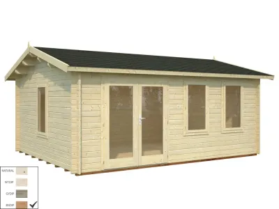 Gartenhaus Blockbohlenhaus Iris 19,1 m² 44 mm braun tauchimprägniert Produktbild #4