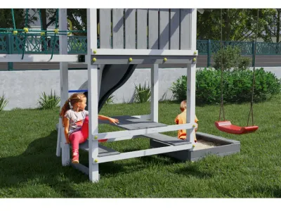 Spielturm Smart 1 Bridge grau/weiß inkl. Rutsche grau Produktbild #4