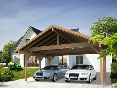 Carport Robert 20,6 m² braun tauchimprägniert Produktbild #1
