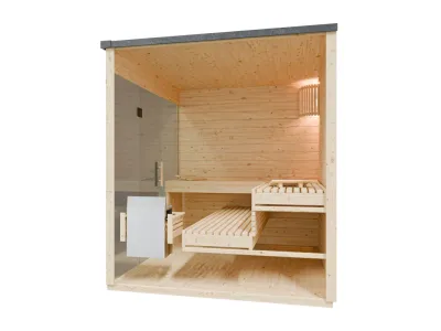 Gartensauna Lilly natur SPARSET 9kW Ofen und ext. Strg. Produktbild #6