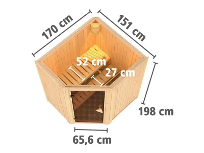 Sauna Systemsauna Taurin, inkl. 9 kW Ofen mit integrierter Steuerung Produktbild #1
