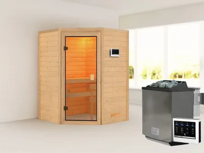 Sauna Massivholzsauna Antonia, inkl. 9 kW Bio-Ofen mit externer Steuerung Produktbild #3