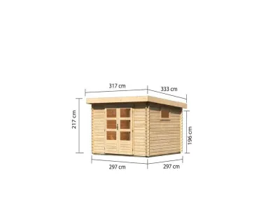 Gartenhaus Blockbohlenhaus Trittau 3 38 mm naturbelassen Produktbild #2