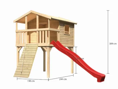 Stelzenhaus Benjamin SET 19 mm naturbelassen inkl. Rutsche rot und mehr Produktbild #7