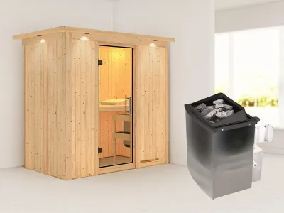 Sauna Systemsauna Variado mit Dachkranz, inkl. 9 kW Ofen mit integrierter Steuerung Produktbild #6