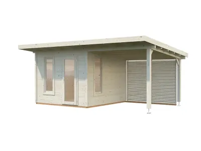 Gartenhaus Grace 8,1+8,1 m² 56 mm naturbelassen Produktbild #1