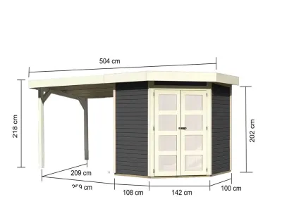 Gartenhaus SET Goldendorf 3 ECO 19 mm terragrau, inkl. 2,8 m Anbaudach Produktbild #9