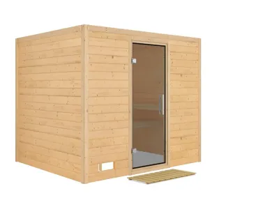 Massivholzsauna Sonara graphit Ganzglastür Produktbild #3