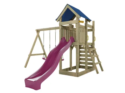 Spielturm Speedy KDI inkl. Doppelschaukel inkl. Rutsche pink + Sitze pink Produktbild #5