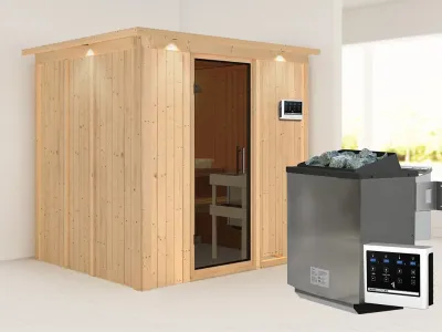 Sauna Systemsauna Sodin mit Dachkranz, inkl. 9 kW Bio-Ofen mit externer Steuerung Produktbild #1