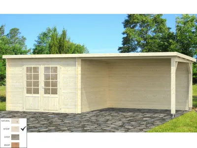 Gartenhaus Blockbohlenhaus Ella 8,7+10,0 m² 28 mm transparent tauchimprägniert Produktbild #2