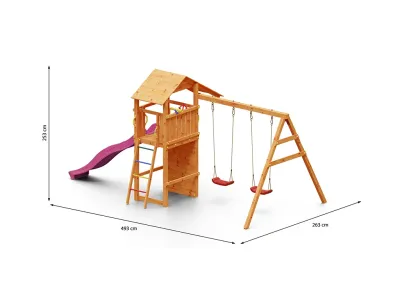 Spielturm Smart 5 teakfarben inkl. Rutsche pink Produktbild #6