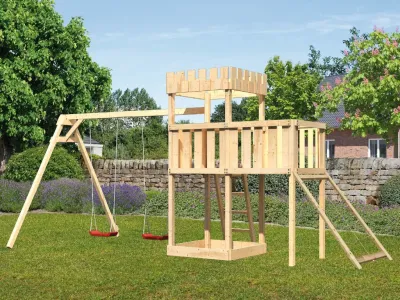 Spielturm Ritterburg Löwenherz SET naturbelassen Produktbild #1