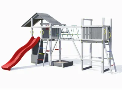 Spielturm Smart 4 Bridge grau/weiß inkl. Rutsche rot Produktbild #4