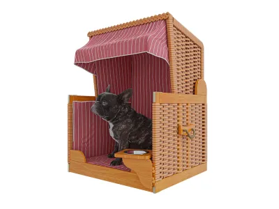 Hundestrandkorb Mena beige-rot-weiß inkl. Schutzhülle Produktbild #5