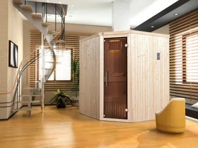 Sauna Elementsauna Kiruna 2 GT inkl. 4,5 KW Saunaofen mit ext. Steuerung, graphit Ganzglastür Produktbild #1