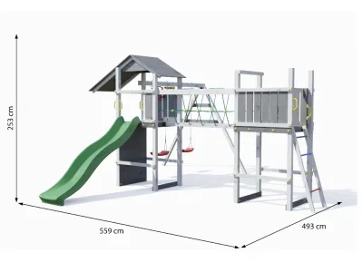 Spielturm Smart 5 Bridge grau/weiß inkl. Rutsche grün Produktbild #7