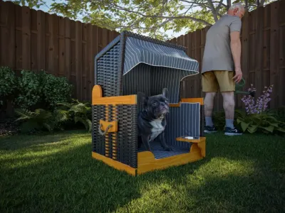 Hundestrandkorb Talea anthrazit-blau-weiß inkl. Schutzhülle Produktbild #5