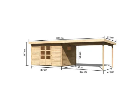Gartenhaus Blockbohlenhaus Trittau 5 38 mm mit Varianten Produktbild #7