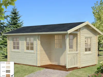 Gartenhaus Blockbohlenhaus Susanna 12,4 m² 44 mm braun tauchimprägniert Produktbild #1
