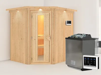 Sauna Systemsauna Siirin mit Dachkranz, inkl. 9 kW Bio-Ofen mit externer Steuerung Produktbild #9