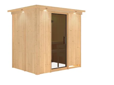 Systemsauna Bodin mit Dachkranz, graphit Ganzglastür Produktbild #7