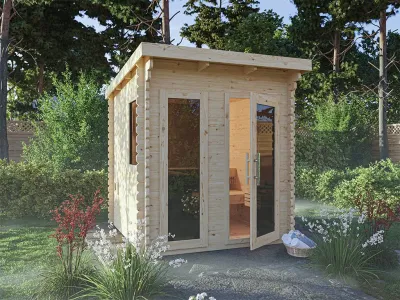 Gartensauna Layla 40 mm mit Graphit Glastür und zwei Fenstern Produktbild #11