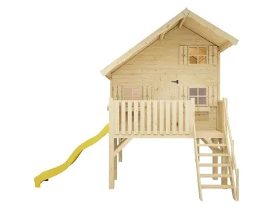Stelzenhaus Tom XL 15 mm naturbelassen inkl. Veranda, Stelzen und Rutsche gelb Produktbild #2