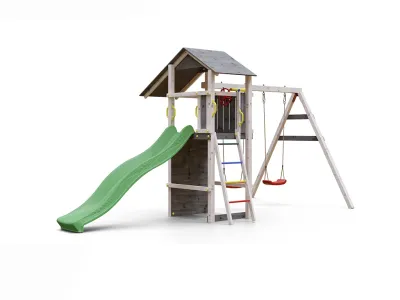 Spielturm Smart 5 grau/weiß inkl. Rutsche grün Produktbild #5
