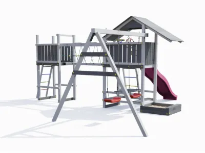 Spielturm Smart 1 Bridge grau/weiß inkl. Rutsche pink Produktbild #7