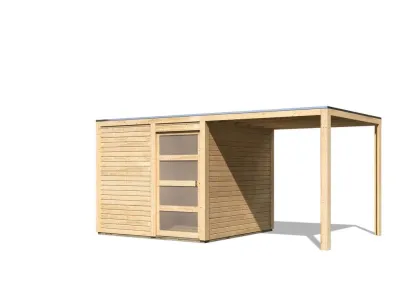 Gartenhaus SET Qubic 2 CLASSIC 19 mm naturbelassen, inkl. Anbaudach Produktbild #7