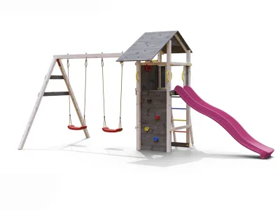 Spielturm Smart 5 grau/weiß inkl. Rutsche pink Produktbild #6
