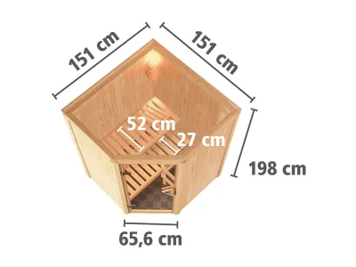 Sauna Systemsauna Larin, inkl. 9 kW Bio-Ofen mit externer Steuerung Produktbild #12