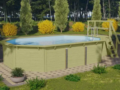 Holzpool Modell 4X Set naturbelassen Produktbild #1