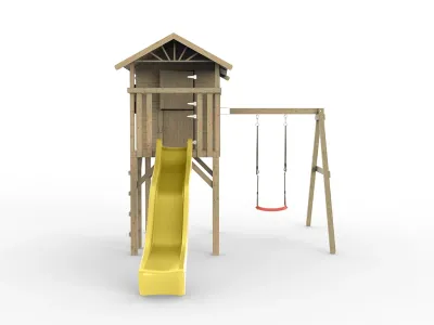 Stelzenhaus Tree Hut KDI inkl. Einzelschaukel und Rutsche gelb Produktbild #4