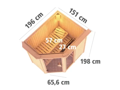 Sauna Systemsauna Fiona 1 mit Dachkranz, inkl. 9 kW Bio-Kombiofen ext. Steuerung Produktbild #3