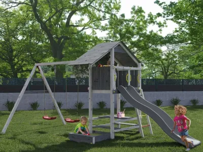 Spielturm Smart 1 grau/weiß inkl. Rutsche grau Produktbild #3